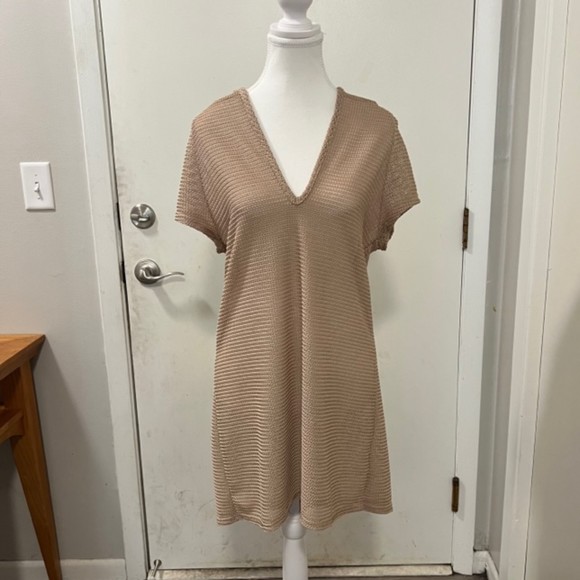 Jordan Taylor Womens Brown Beige Deep V-Neck Hooded Swimsuit Cover Up Size Small - Picture 6 of 12
